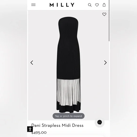 NWT BRAND NEW Milly Dani Strapless Midi Dress in Black MEDIUM - Picture 1 of 5